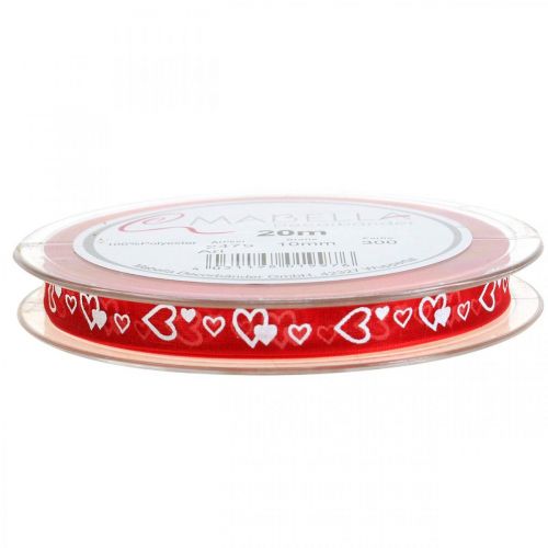 Floristik24 Nastro decorativo rosso con cuori 10mm 20m