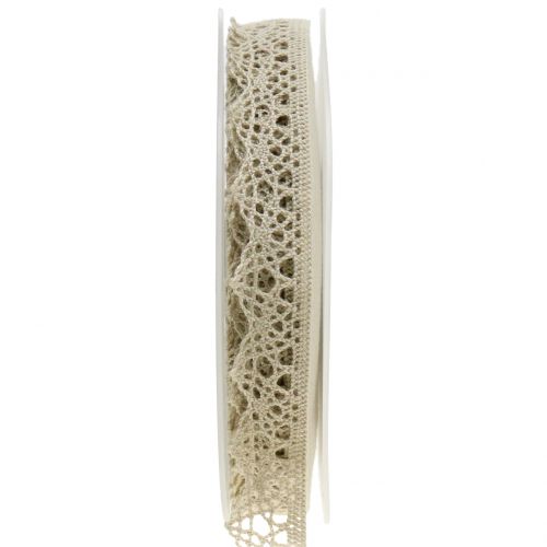 Prodotto Nastro decorativo in pizzo beige grigio 22 mm 20 m
