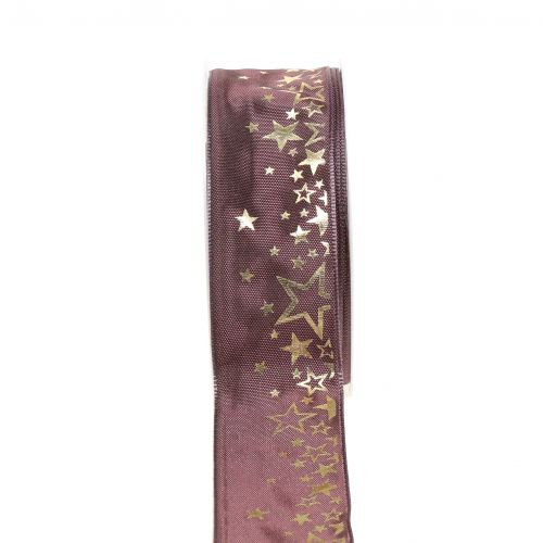 Floristik24 Nastro decorativo motivo a stelle rosa-oro 40mm 25m