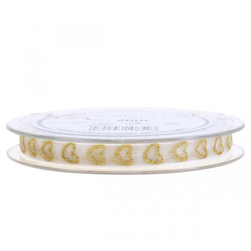 Prodotto Nastro decorativo bianco con motivo a cuore 10mm 20m