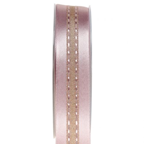 Floristik24 Nastro decorativo con motivo a strisce Rosa 25mm 20m