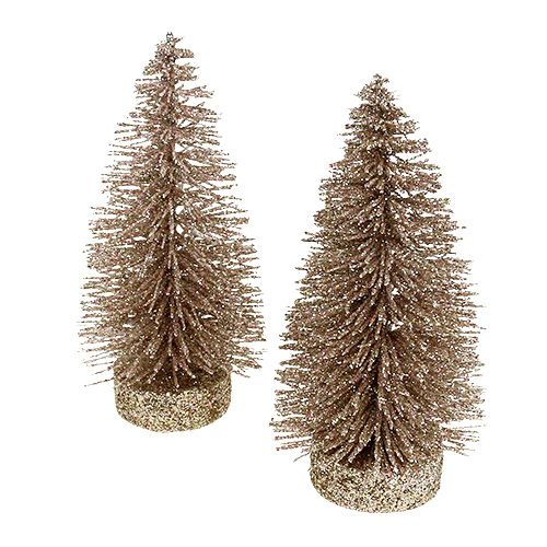 Floristik24 Albero decorativo glitterato oro chiaro H14cm 4 pezzi