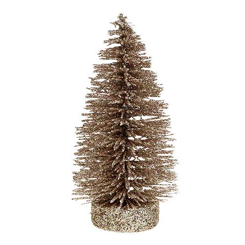 Prodotto Albero decorativo glitterato oro chiaro H14cm 4 pezzi