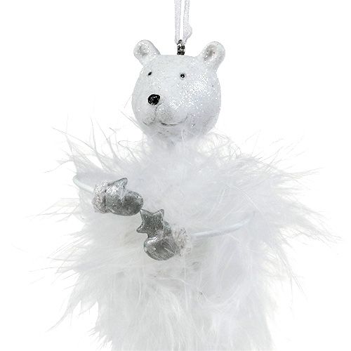 Floristik24 Figura decorativa orso con piume bianco 12 cm 2 pezzi