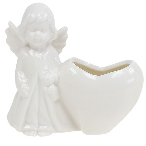 Floristik24 Angelo Figura da decorare con cuore bianco 9,5 cm