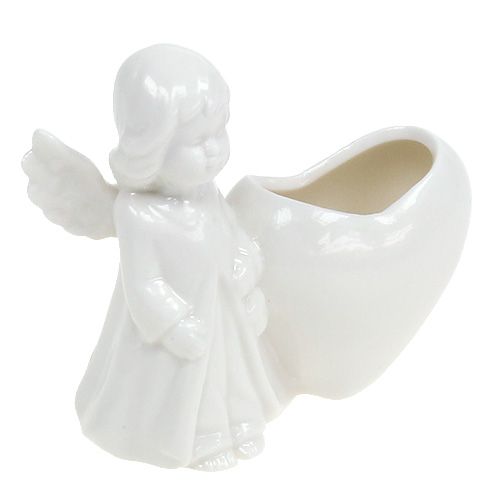 Floristik24 Angelo Figura da decorare con cuore bianco 9,5 cm