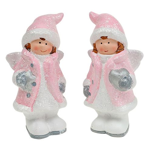Floristik24 Figura da decorare angelo ragazza rosa chiaro 11cm 2 pezzi