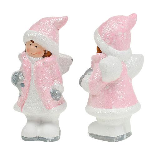 Floristik24 Figura da decorare angelo ragazza rosa chiaro 11cm 2 pezzi