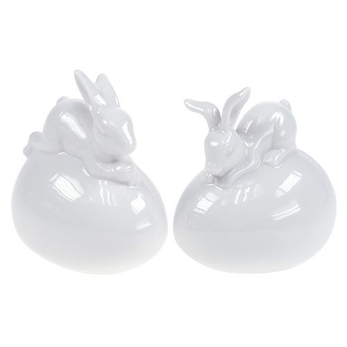 Floristik24 Coniglietto decorativo su bianco d&#39;uovo 8,5 cm 2 pezzi