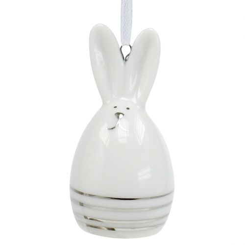Prodotto Coniglietto figura decorativa da appendere bianco, argento 6 pezzi
