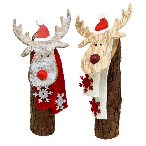 Floristik24 Alce in legno Figura da decorare con sciarpa 30 cm 2 pezzi