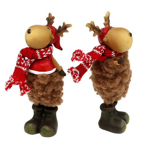 Floristik24 Renna Figura da decorare con sciarpa 15 cm marrone 4 pezzi