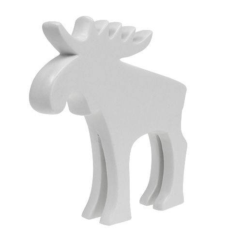 Figura decorativa alce ceramica bianca 18,5 cm 1pz