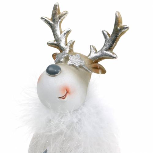 Floristik24 Figura decorativa cervo bianco 17 cm