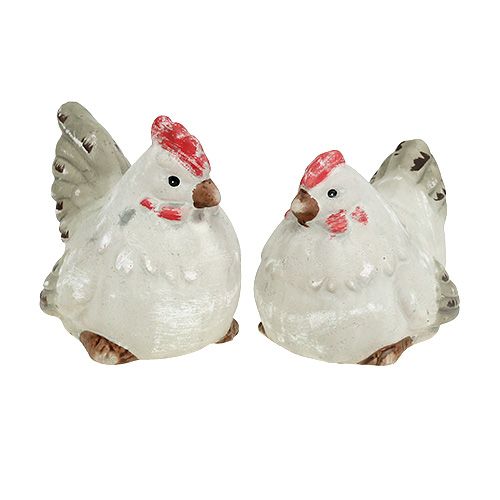 Floristik24 Pollo Figura da decorare 5cm Grigio 2 pezzi