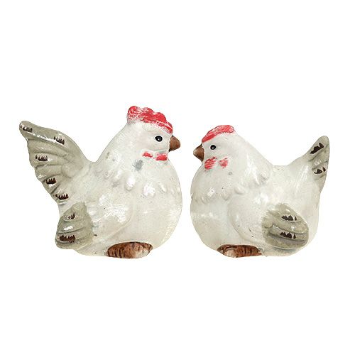Floristik24 Pollo Figura da decorare 5cm Grigio 2 pezzi