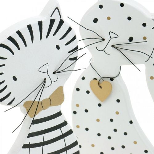 Floristik24 Figura decorativa gatto, decorazione negozio, figure gatto, decorazione in legno 2 pezzi