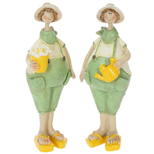 Statuette decorative da giardiniere, decorazione da tavola, estate, verde/giallo, 16,5 x 5,5 cm, 2 pezzi acquistare | Floristik24.it