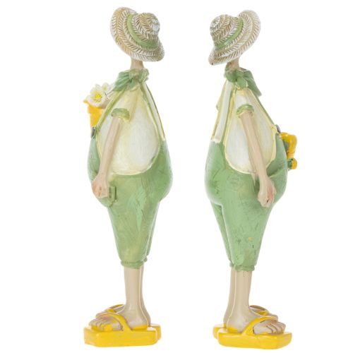 Statuette decorative da giardiniere, decorazione da tavola, estate, verde/giallo, 16,5 x 5,5 cm, 2 pezzi | Floristik24.it