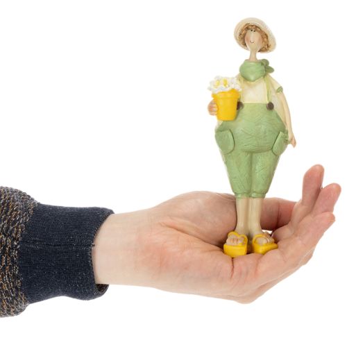 Statuette decorative da giardiniere, decorazione da tavola, estate, verde/giallo, 16,5 x 5,5 cm, 2 pezzi | Floristik24.it