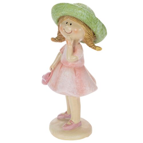 Statuette decorative di ragazze con cappello, rosa e verdi, 6,5x5,5x14,5 cm, 2 pezzi | Floristik24.it