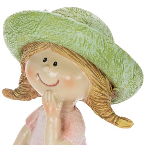 Statuette decorative di ragazze con cappello, rosa e verdi, 6,5x5,5x14,5 cm, 2 pezzi | Floristik24.it