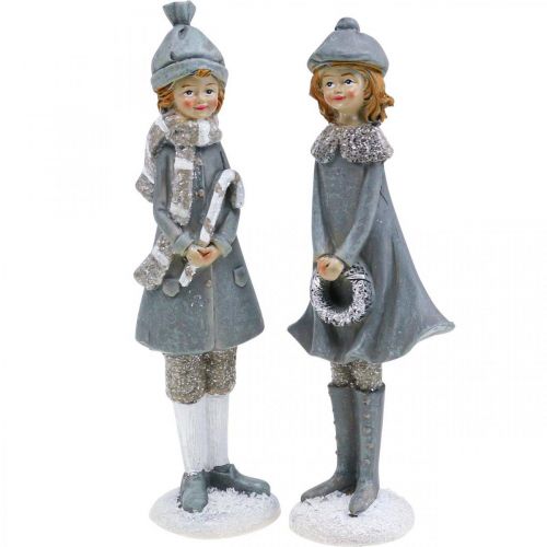 Floristik24 Figure deco figure per bambini invernali ragazze H19cm 2 pezzi