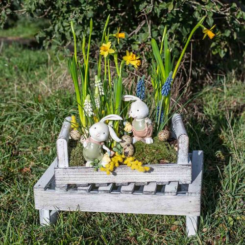 Floristik24 Figure deco deco coniglio coniglio bambini con pulcini H11cm 2 pezzi
