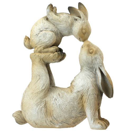 Floristik24 Figure decorative mamma coniglio con bambino coniglio grigio marrone H35 cm