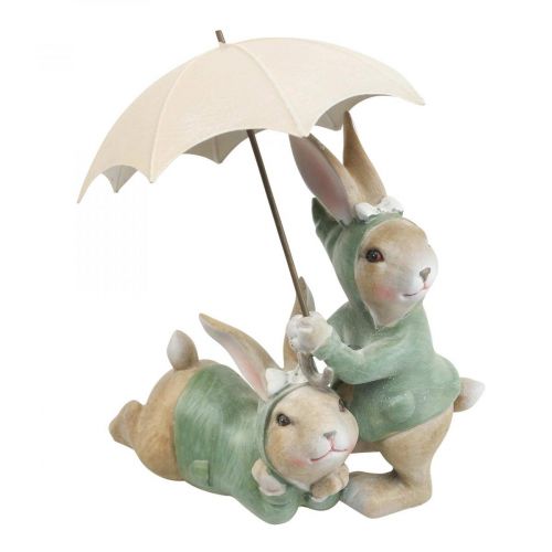 Coppia di conigli con figure decorative Conigli decorativi con ombrellone H22cm