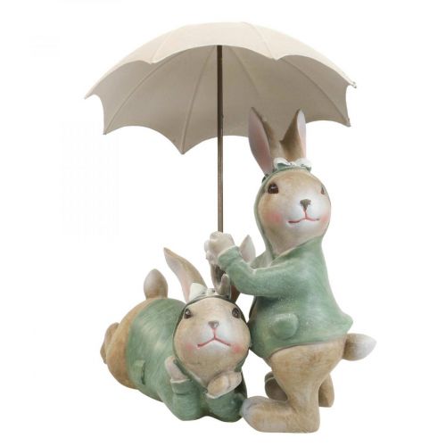 Floristik24 Coppia di conigli con figure decorative Conigli decorativi con ombrellone H22cm