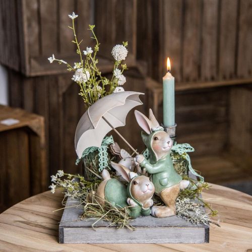 Coppia di conigli con figure decorative Conigli decorativi con ombrellone H22cm