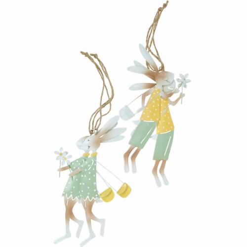 Floristik24 Figure decorative coniglietti, decorazione in metallo, coniglietti pasquali da appendere, decorazione primaverile 4 pezzi