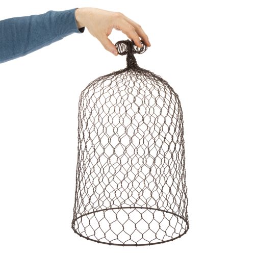 Campanella decorativa in metallo, traliccio, cappuccio in filo metallico, marrone, finitura ruggine, H50/41cm Ø30/25cm, set da 2 | Floristik24.it