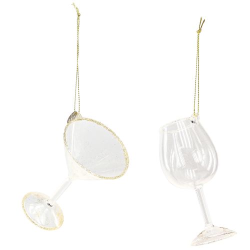 Prodotto Occhiali appendiabiti decorativi trasparenti con oro 9 cm 2 pezzi