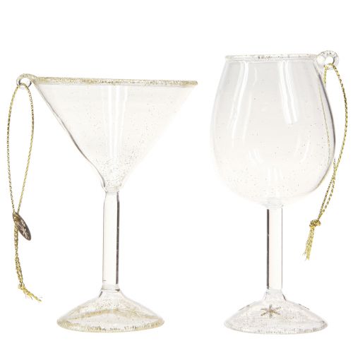 Prodotto Occhiali appendiabiti decorativi trasparenti con oro 9 cm 2 pezzi