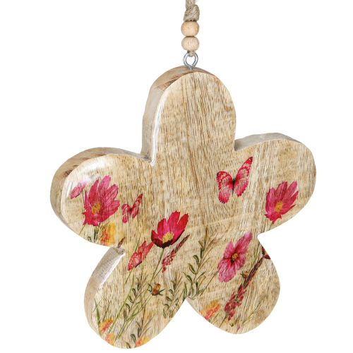 Prodotto Fiori decorativi in legno da appendere Primavera Rosa naturale 16 cm 3 pezzi