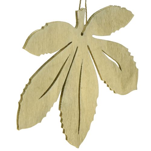 Prodotto Appendiabiti decorativo in legno foglie autunnali verde marrone naturale 12x10 cm 12 pz