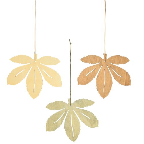 Prodotto Appendiabiti decorativo in legno foglie autunnali verde marrone naturale 12x10 cm 12 pz