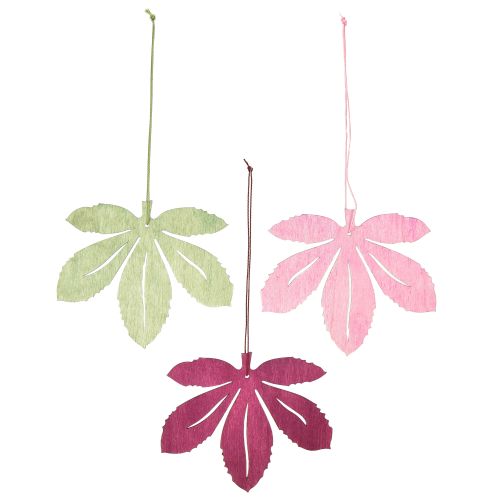 Prodotto Appendiabiti decorativo in legno foglie autunnali rosa viola verde 12x10 cm 12 pz
