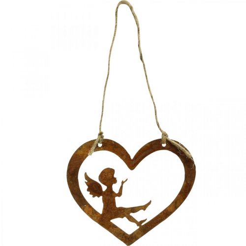 Prodotto Appendiabiti decorativo in metallo patinato deco cuore angelo Ø15cm 6 pezzi