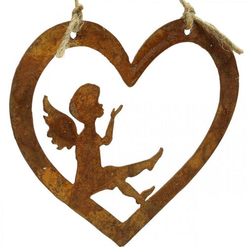 Prodotto Appendiabiti decorativo in metallo patinato deco cuore angelo Ø15cm 6 pezzi
