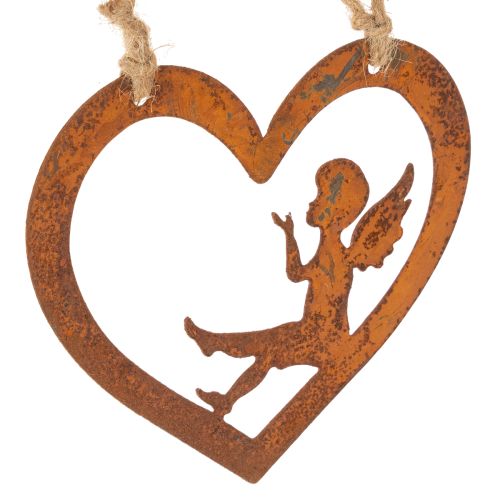 Ornamenti decorativi in metallo da appendere, finitura effetto ruggine, design a forma di angelo a cuore, Ø15 cm, 6 pezzi acquistare | Floristik24.it