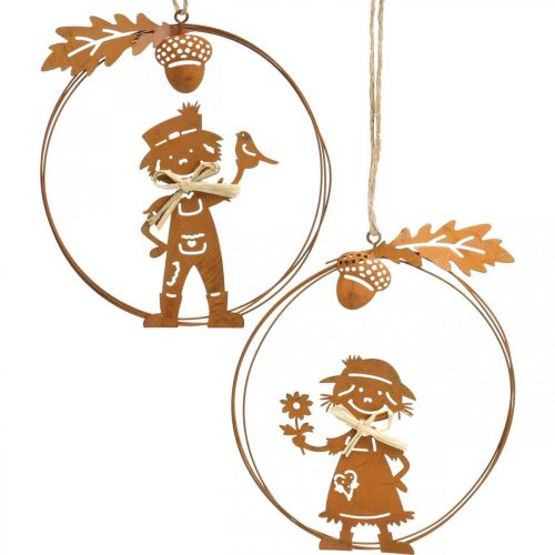 Floristik24 Appendiabiti decorativo ruggine decorazione autunnale anello decorativo in metallo Ø13cm 4 pz