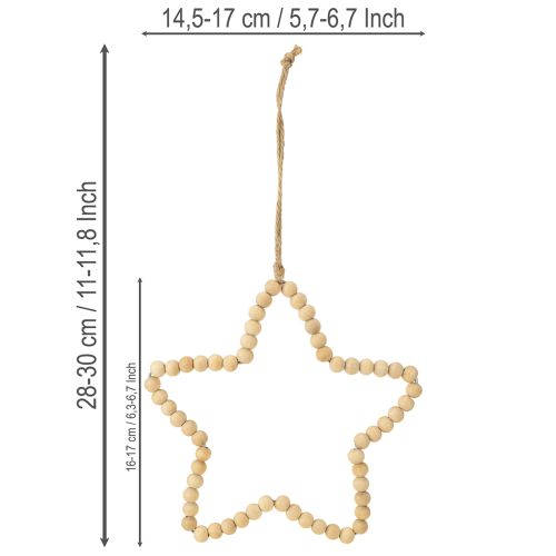 Prodotto Perline di legno decorative natalizie cuore stella albero H16cm 3 pz
