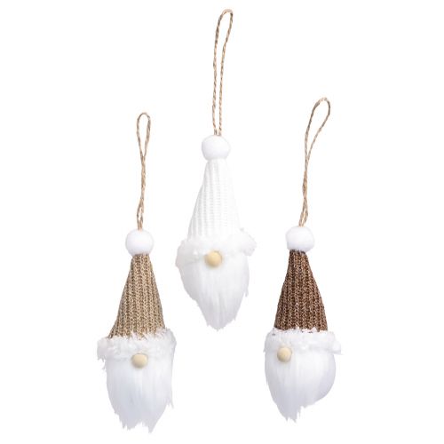 Prodotto Appendiabiti decorativo Gnomo natalizio bianco marrone H11cm 3 pz