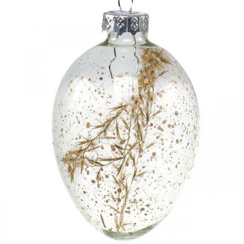 Prodotto Appendiabiti decorativo per uova riempito in vetro Decorazione pasquale da appendere 5x8 cm 6 pz