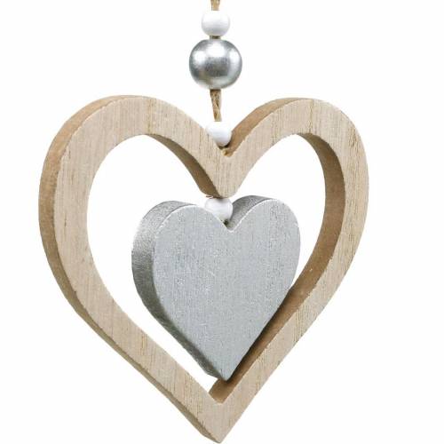 Floristik24 Appendino decorativo cuore fiore farfalla naturale, argento decorazione in legno 6 pz