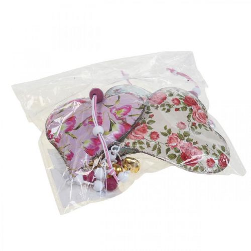 Floristik24 Appendiabiti decorativo decorazione cuore ciondolo fiori vintage 8,5x9 cm 3 pz