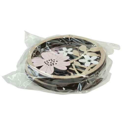 Prodotto Appendiabiti decorativo fiori in legno bianco naturale viola glitter Ø12cm 6 pz